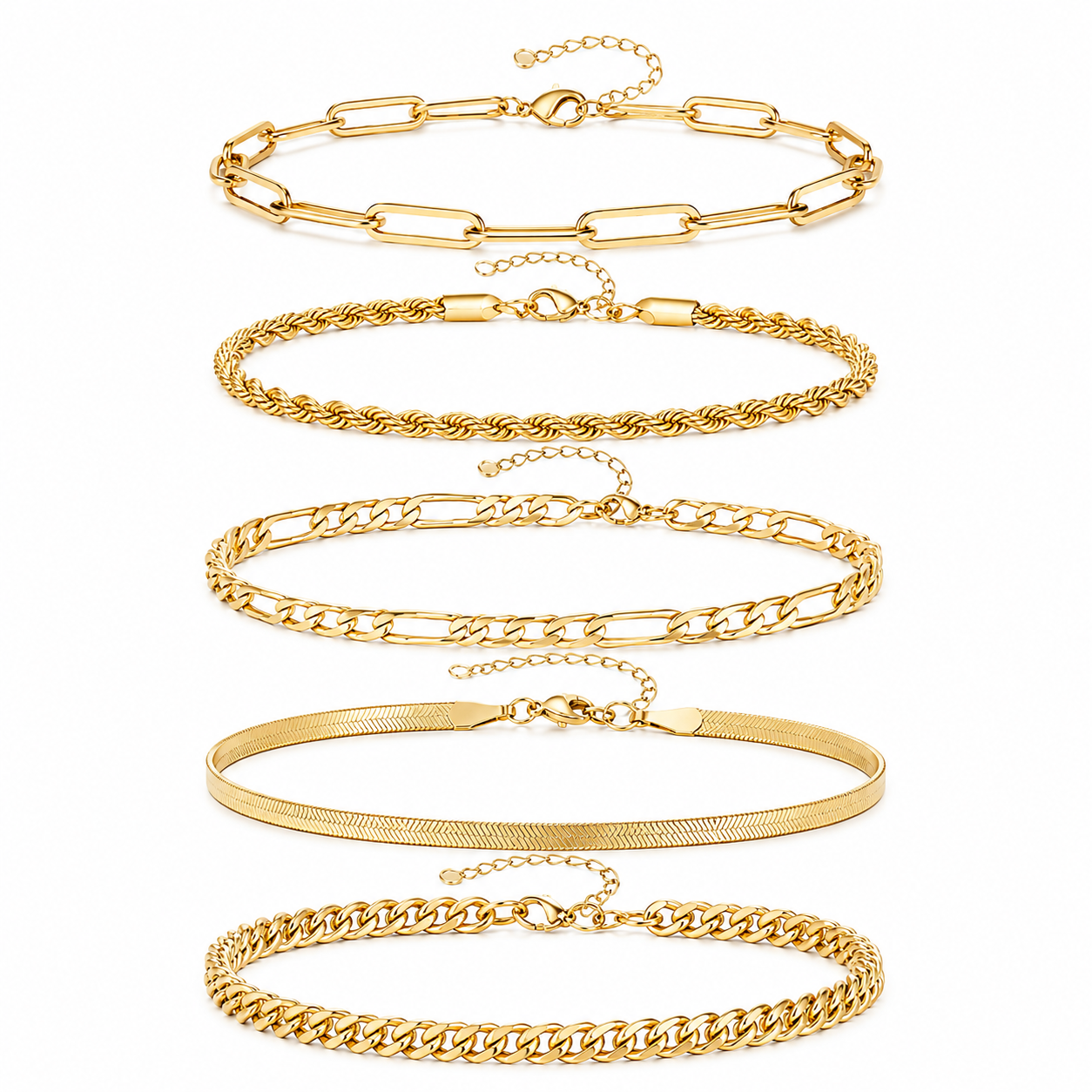 5-Piece 18K Gold Plated Stainless Steel Bracelet