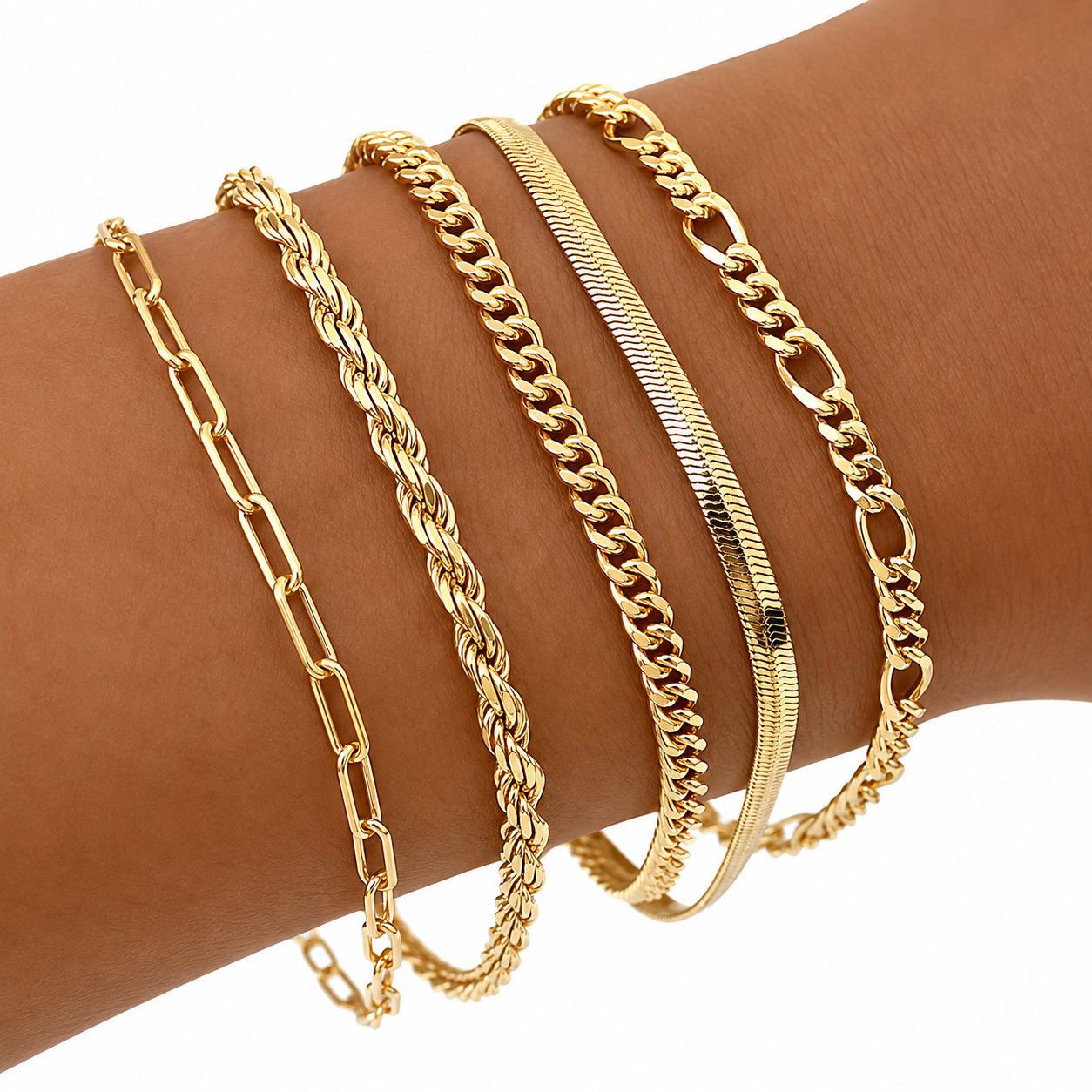 5-Piece 18K Gold Plated Stainless Steel Bracelet