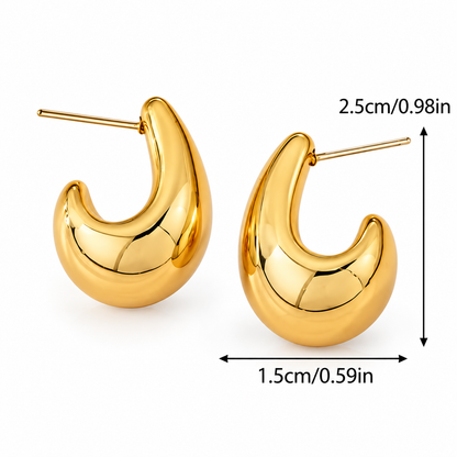 Elegant Gold Stainless Steel Hollow Teardrop Earrings