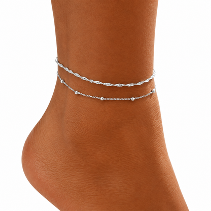 18K Gold Plated Stainless Steel Anklet Set