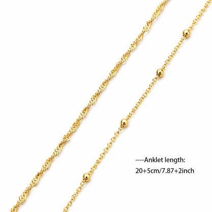 18K Gold Plated Stainless Steel Anklet Set