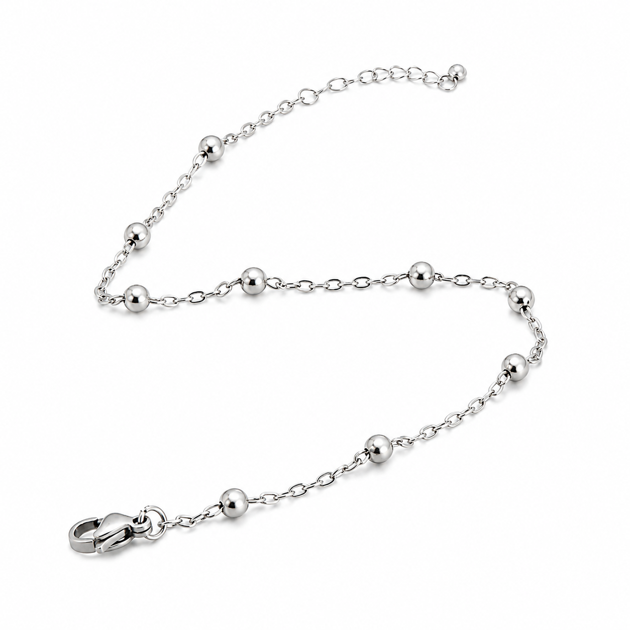Stainless Steel Round Beaded Bracelet