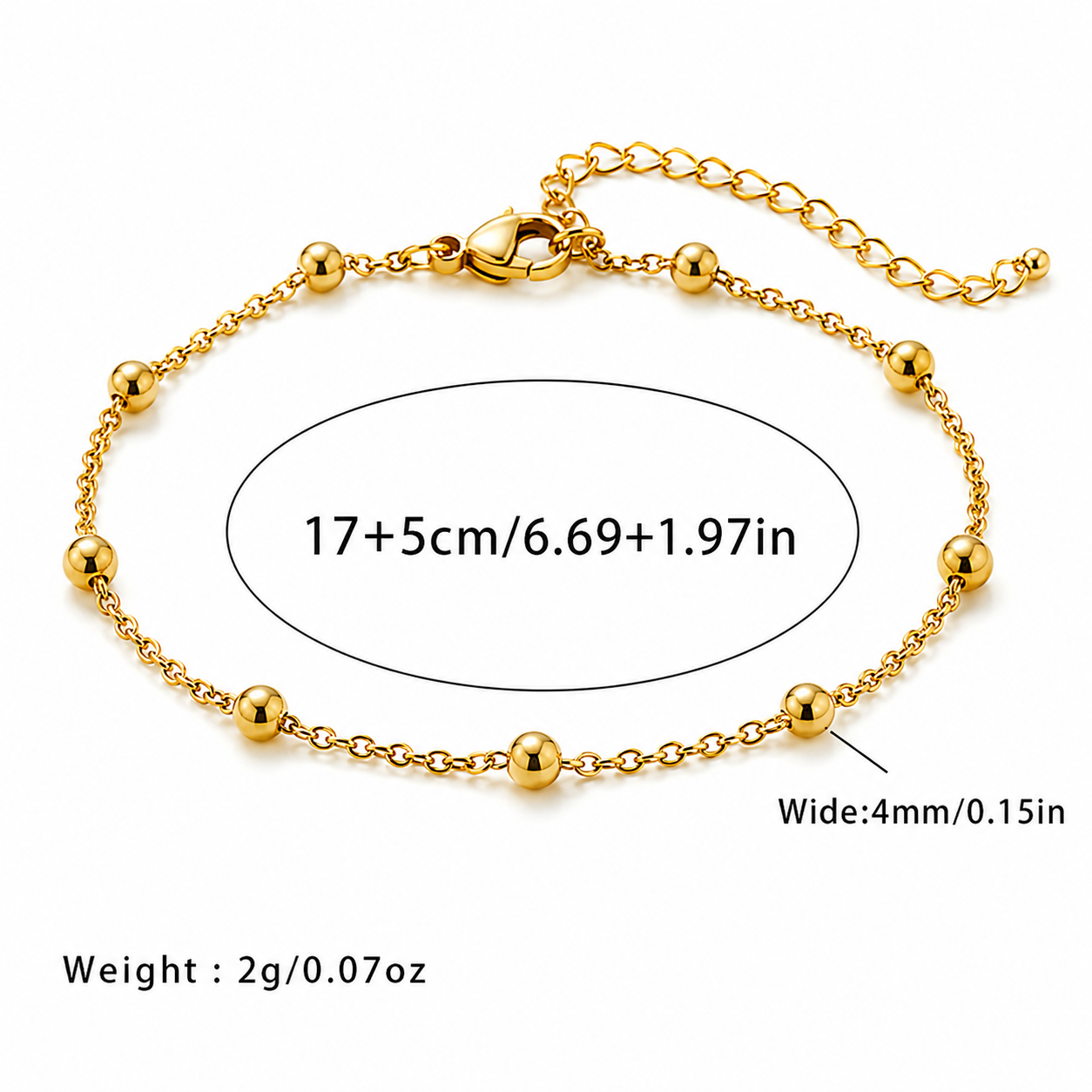 Stainless Steel Round Beaded Bracelet
